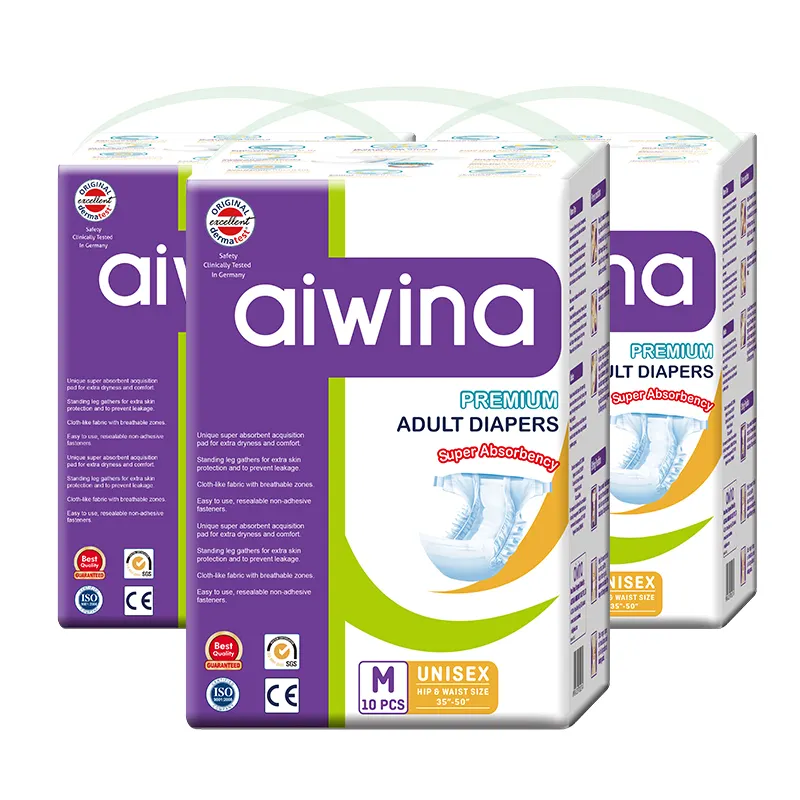 AIWINA الصين سوبر امتصاص النساء البالغات في حفاضات ممرضة الكبار الطفل سيسي المنتجات العلامات التجارية مع البصمات