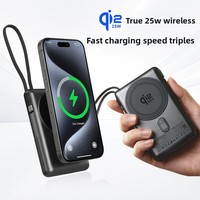 Pengisian Daya Nirkabel Magnetik Ultra-tipis Paduan Logam Semi-padat Baterai 10000mAh Ringan Pengisian Cepat Dua Arah Power Bank