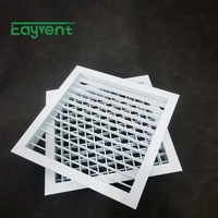 Grille de Diffusion d'Air Carrée Moderne à Double Couche et à Lamelles Rotatives à 360° en Alliage d'Aluminium pour Systèmes CVC de Sous-sol
