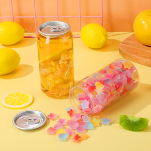 Bouteilles en plastique PET transparentes personnalisables avec logo, avec couvercle à clapet en aluminium, sans BPA, pour boissons gazeuses, jus, café froid et boissons pétillantes - Product Image 3