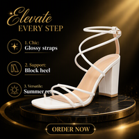 Sandales à talons hauts carrés pour femmes avec bride cheville et brides croisées, talon épais, chaussures habillées idéales pour les mariages et les soirées