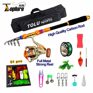 TOPLURE 1.5m 1.8m 2.1m 2.4m 2.7m 3.0m 3.6m spinning fishing stick carbon Telescopic Fishing Rod and Reel Combo fishing rod set