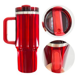 Vaso con Asa H2.0 de 40oz, Regalo de Navidad, Rojo y Verde, Sublimación, Aspecto Metálico Brillante, con Asa y Pajita - Product Image 4
