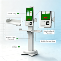 Kiosque de libre-service à écran tactile sur pied avec plateau pour marchandises, paiement en espèces et par carte, OEM pour supermarché, épicerie, magasin de proximité