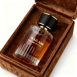 Luxury Round Clear Striped Glass <strong>Perfume</strong> <strong>Bottle</strong> with Pump Sprayer 30ml 50ml 100ml Sizes - Product Image 1