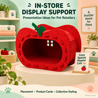 Maison pour chat en feutre en forme de pomme, lit cachette d'intérieur pour chat avec entrée large, couleur personnalisée, mobilier pour animaux de compagnie en gros
