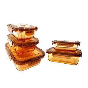Boîte à lunch bento en verre borosilicate résistant à la chaleur, utilisable au micro-ondes, avec couvercle en PP et joint en silicone - Product Image 1
