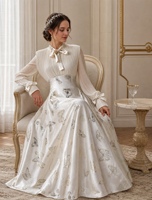Nouvelle Abaya Modeste en Satin YSYL pour Femme, Élégante, Imprimée à Motifs Métallisés, Manches Longues, Longueur Cheville, Coupe Ajustée, pour Mariage/Fête/Usage Quotidien, Taille XXL
