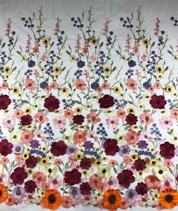 Vente en gros de tissus de broderie française inmy shop robe de dame 3d fleur dentelle maille tulle tissu pour mariage soirée robe de mariée - Product Image 3