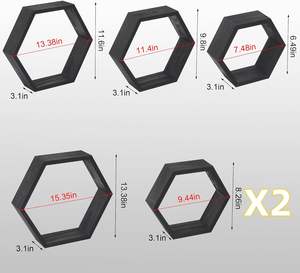 Étagères flottantes hexagonales en <span class=keywords><strong>bois</strong></span> <span class=keywords><strong>flotté</strong></span> rustique noir-Rangement <span class=keywords><strong>mural</strong></span> en nid d'abeille pour salle de bain, cuisine et espaces de vie - Product Image 3