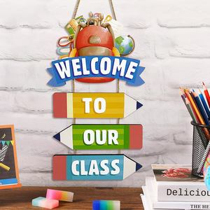 Nouveauté <span class=keywords><strong>Décoration</strong></span> murale en bois sur le thème de la <span class=keywords><strong>rentrée</strong></span> scolaire, design moderne et coloré en forme de crayon, à suspendre - Product Image 1