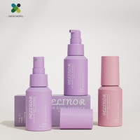 Flacon pulvérisateur et lotion en plastique vert ambre de 50 ml avec pompe, pulvérisateur à fine brume, flux de lotion fluide pour les soins de la peau et les cosmétiques