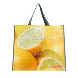 Custom Matt Laminated PP <b>Woven</b> Shopping <b>Bag</b> with Cross Stitch and Shoulder Strap for Fruit Advertising Gravure Printed - Product Image 2