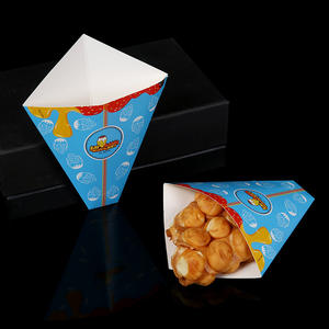 使い捨てホット食品グレード段ボール三角アイスクリーム包装、ピザ包装、クレープコニカル卵パフワッフルラック - Product Image 1