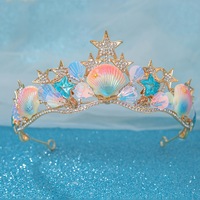 Accessoire de cheveux en quartz transparent électroplaqué, motif écaille de poisson, coquille, étoile de mer, style baroque, couronne de princesse, pour banquet, modèle export