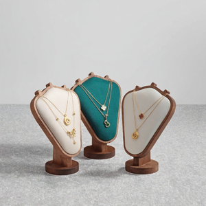 Expositor de Terciopelo Multicolor con Base de Madera para Collares, Soporte Portátil para Cadenas y Colgantes de Joyería para Boutique - Product Image 3