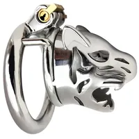 נמר בצורת נירוסטה זכר צניעות כלוב מתכת זין טבעת frrk פין כלוב עם 40/45/45mm זין טבעת סקס צעצועים לגברים