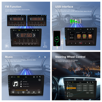 Autoradio Podofo 9 pouces 1din avec écran tactile, CarPlay, Android Auto, lecteur MP5, Wi-Fi, Bluetooth, FM, égaliseur, microphone intégré