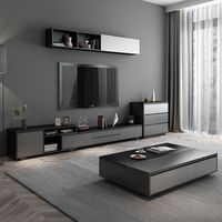 Prix bas, vente chaude, qualité d'usine, ensemble de meubles de salon modernes en bois avec support TV réglable et table basse