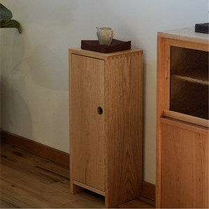 Minimalist Modern Red Oak Tea Cabinet Single Door No-Assembly Required - Compact <b>Sideboard</b> for Tea Rooms & Living Rooms - Product Image 3