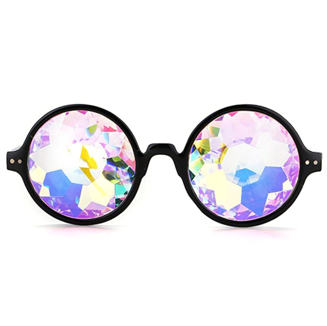 Kaleidoscope Glasses EDM Rave Party Festival Diffraction Prism Refraction Goggles Round Halloween Back to School