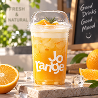 Cangkir PET 22oz 600ml Cetak Sesuai Pesanan, Cangkir Minuman Plastik Transparan Sekali Pakai untuk Bubble Tea, Jus, Kopi, Minuman Dingin, Toko Minuman