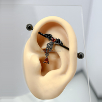 14G chauve-souris Halloween spirale industrielle haltère de qualité supérieure longue oreille goujon mamelon anneau hélice piercing pour femmes hommes