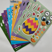 Autocollants de Pâques en papier laminé brillant imperméable, imprimés CMJN, motifs de lapins et d'œufs mignons pour enfants, amovibles, réutilisables, promotionnels