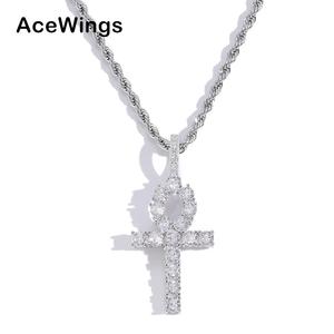 SP003 Collier pendentif croix en argent <span class=keywords><strong>sterling</strong></span> 925 serti de zircons cubiques avec chaîne torsadée, style hip-hop, pour fiançailles et cadeau de fête - Product Image 1