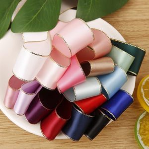 Trend Top Sell Custom 1inch Double Side Floral Polyester Gold Yarn Edged Satin <b>Ribbon</b> Spool 100yards/roll Valentine's Day Gift - Product Image 5
