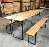 Mobilier d'extérieur Bancs de patio en bois Portable Pliant Divertissant Patio Pique-nique Bière Tréteau Table d'extérieur