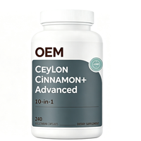 Cannelle de Ceylan en capsules végétariennes OEM sous marque privée, 240 gélules, formule 10-en-1, vente en gros pour distributeurs