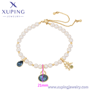 X000665078 xuping takı moda zarif basit bilezik 14k altın kaplama kauçuk boncuk charm bilezik