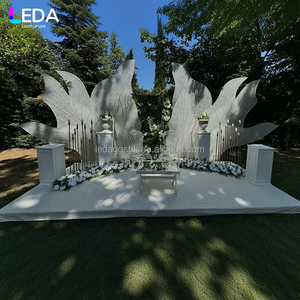 LEDA Modern Custom Size Wedding Party Event Warm Light Metal <b>Arch</b> Golden Seaweed-shaped Background Set - Product Image 1