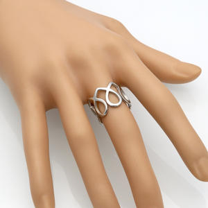 Anillo Hueco de Línea Ondulada Ancha Chapado en Oro de Acero Inoxidable 316L de Moda de Marca - Precio al por Mayor - Product Image 3