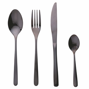 ALYSON <b>BLACK</b> GLOSSY <b>CUTLERY</b> SET 24PCS - Product Image 1