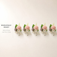 Corsage/Boutonnière Artisanale Haolilian WB10 Rose et Tulipe Artificielles, Meilleures Ventes, pour Fête, Mariage, Boutonnière de Marié, Broches