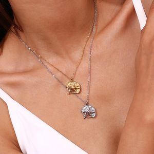 Nuevo <span class=keywords><strong>collar</strong></span> de moda con colgante de moneda de medio Cupido chapado en oro de 18 quilates, joyería de pareja, <span class=keywords><strong>collar</strong></span> de moneda de acero inoxidable, tipo de cadenas de <span class=keywords><strong>perlas</strong></span> - Product Image 2
