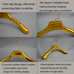 Appendiabiti in <span class=keywords><strong>Plastica</strong></span> Dorata Owentek con Spallina Larga, Logo Personalizzabile <span class=keywords><strong>per</strong></span> Negozi di <span class=keywords><strong>Abiti</strong></span> da Sposa e Abbigliamento - Product Image 3