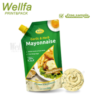 Sachet Doypack OEM d'usine 250g avec bec verseur pour sauces liquides, qualité alimentaire, en Mylar et feuille d'aluminium, pour recharge de mayonnaise et vinaigrette