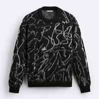 Benutzer definierte OEM ODM Jacquard Strick pullover Rundhals ausschnitt Nylon Baumwolle Streetwear Gestreifte Herren Pullover Herren Pullover