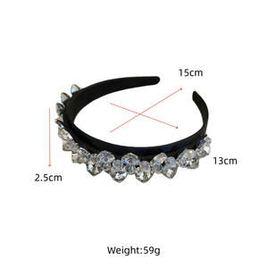 Diadema Antideslizante con Pedrería Brillante, Estilo Europeo Americano, 15cm, Accesorios para el Cabello para Mujer, para Fiestas y Compromisos - Product Image 3