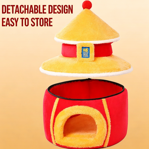 Guofeng Temple Cat <b>Nest</b> Winter Warmth Fully Enclosed Detachable Washable Cat Sleeping Cat House Cat Tent Pet <b>Bed</b> - Product Image 3