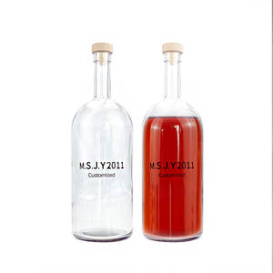 Botella de vino grande de vidrio transparente de 1500ml con tapón de corcho, <span class=keywords><strong>etiqueta</strong></span> de logotipo personalizable para almacenamiento de licor de vodka Brandy - Product Image 2
