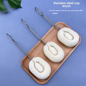 Zenidoo Accessoires de cuisine durables Brosse éponge de nettoyage pour tasses en verre avec manche en acier inoxydable et tête remplaçable pour tasses isothermes - Product Image 6