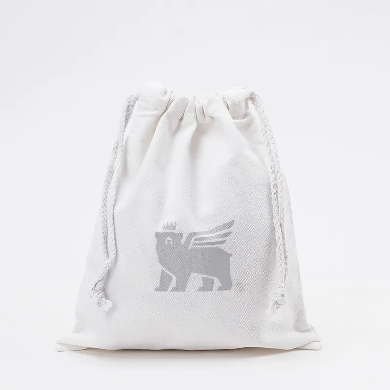 Su misura in tela di cotone borse con coulisse promozionali in tela di cotone borse con logo stampato