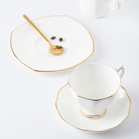 Ensemble de tasses à café en porcelaine à bord doré personnalisé de 250ml, tasses à café à cappuccino en céramique à sublimation vierge pour cadeau promotionnel de 210ml 170ml