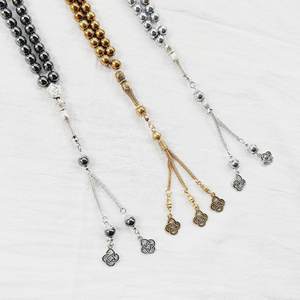Tasbih de 33 Cuentas de 8mm, Color Negro Metálico, Plateado y Dorado, Regalo Étnico Árabe, Pulsera de Oración Estilo Turco - Product Image 2