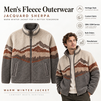 Veste d'hiver pour homme en polaire sherpa à motif géométrique, à poils longs, entièrement zippée, pour l'extérieur, motif personnalisé, fournisseur en gros OEM ODM