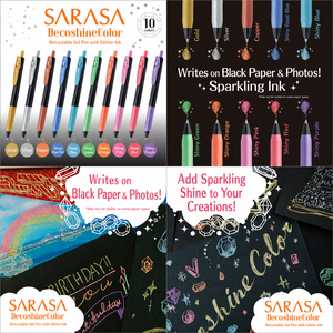 [ผลิตในประเทศญี่ปุ่น] ปากกาเจลเซราซ่า คลิป เดโคชายน์ 0.5 มม. ชุด 10 สี – หมึกเมทัลลิกเงางาม ใช้ได้กับกระดาษสีดำ - Product Image 3